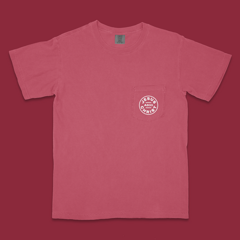 Jesus Christ AD33 Crimson Vintage Washed Pocket Tee