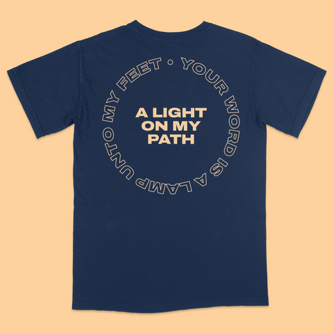 A Light On My Path True Navy Vintage Washed Tee